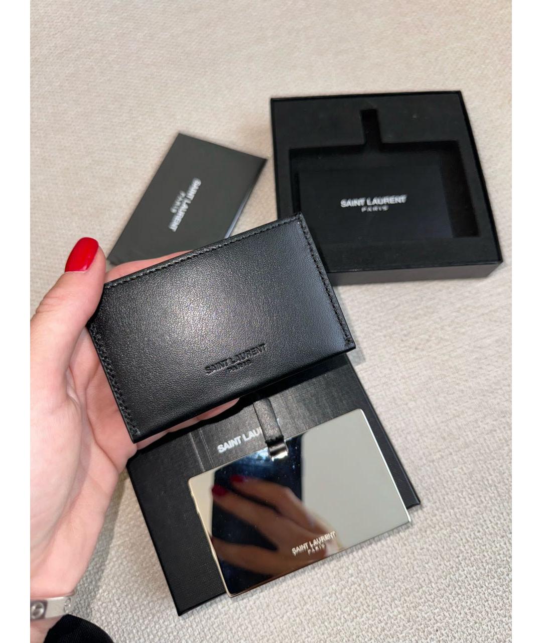 SAINT LAURENT Черная кожаная визитница, фото 6