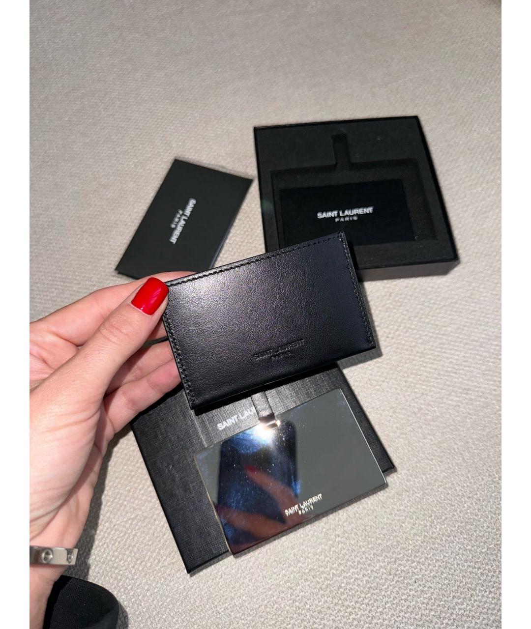 SAINT LAURENT Черная кожаная визитница, фото 7