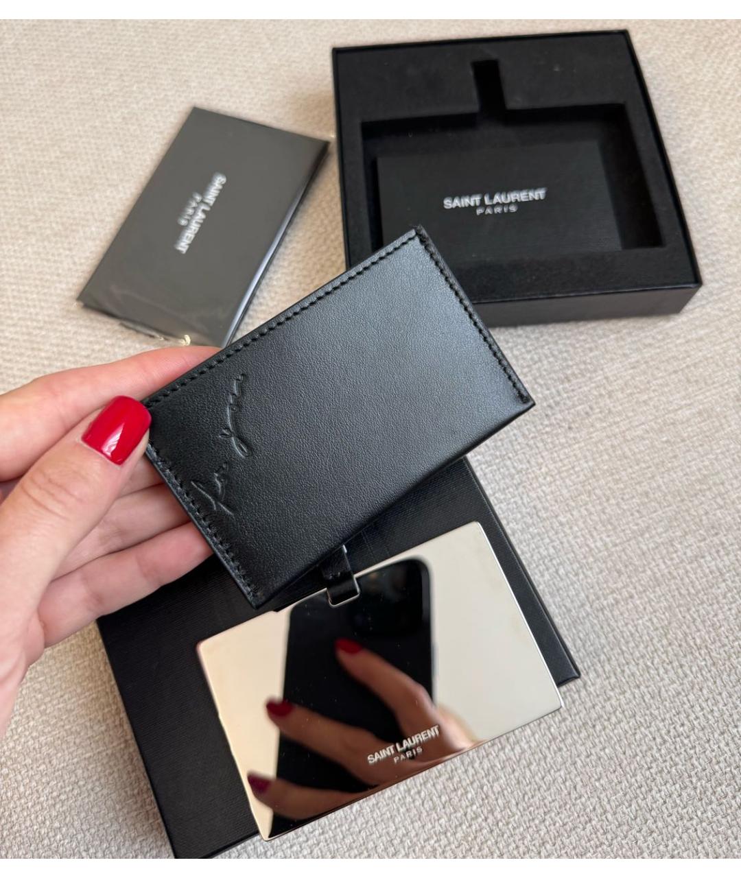 SAINT LAURENT Черная кожаная визитница, фото 9