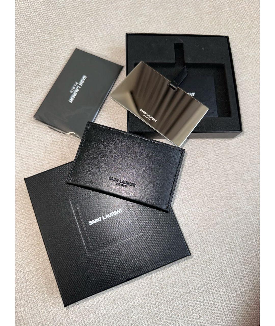 SAINT LAURENT Черная кожаная визитница, фото 5