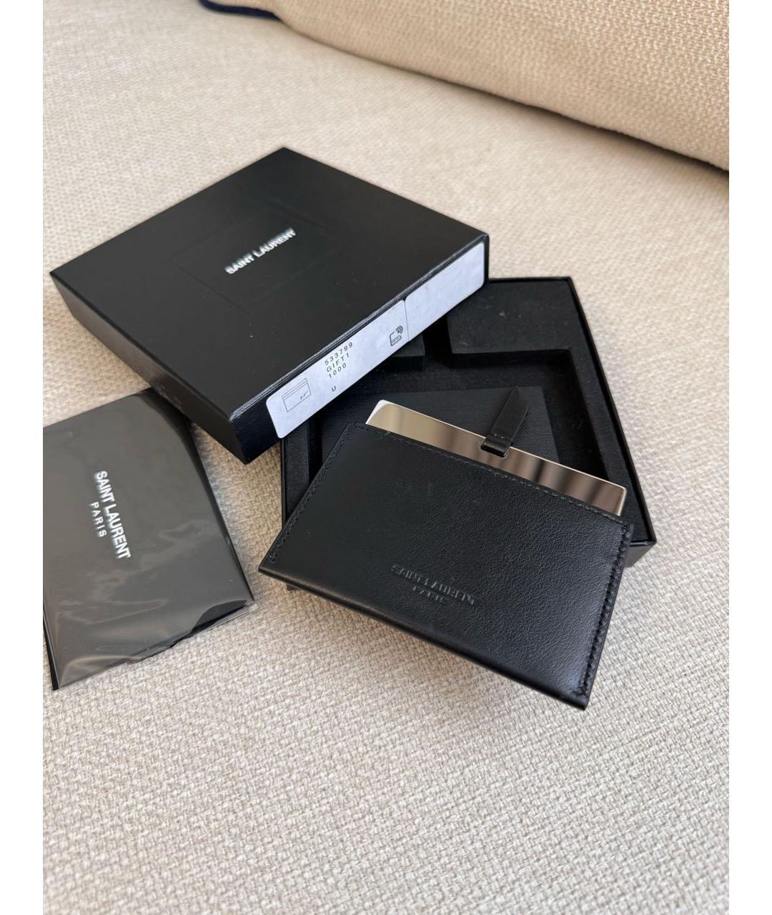 SAINT LAURENT Черная кожаная визитница, фото 4