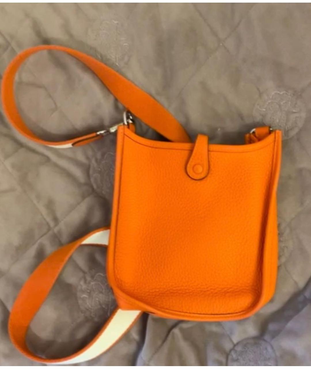 HERMES Оранжевая кожаная сумка через плечо, фото 3
