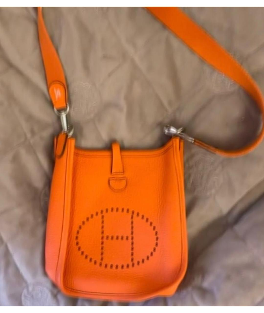 HERMES Оранжевая кожаная сумка через плечо, фото 4
