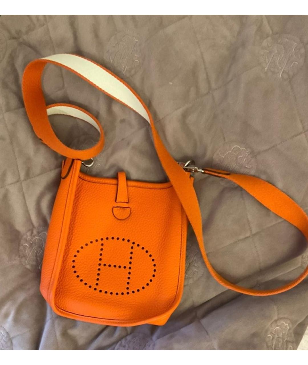 HERMES Оранжевая кожаная сумка через плечо, фото 2