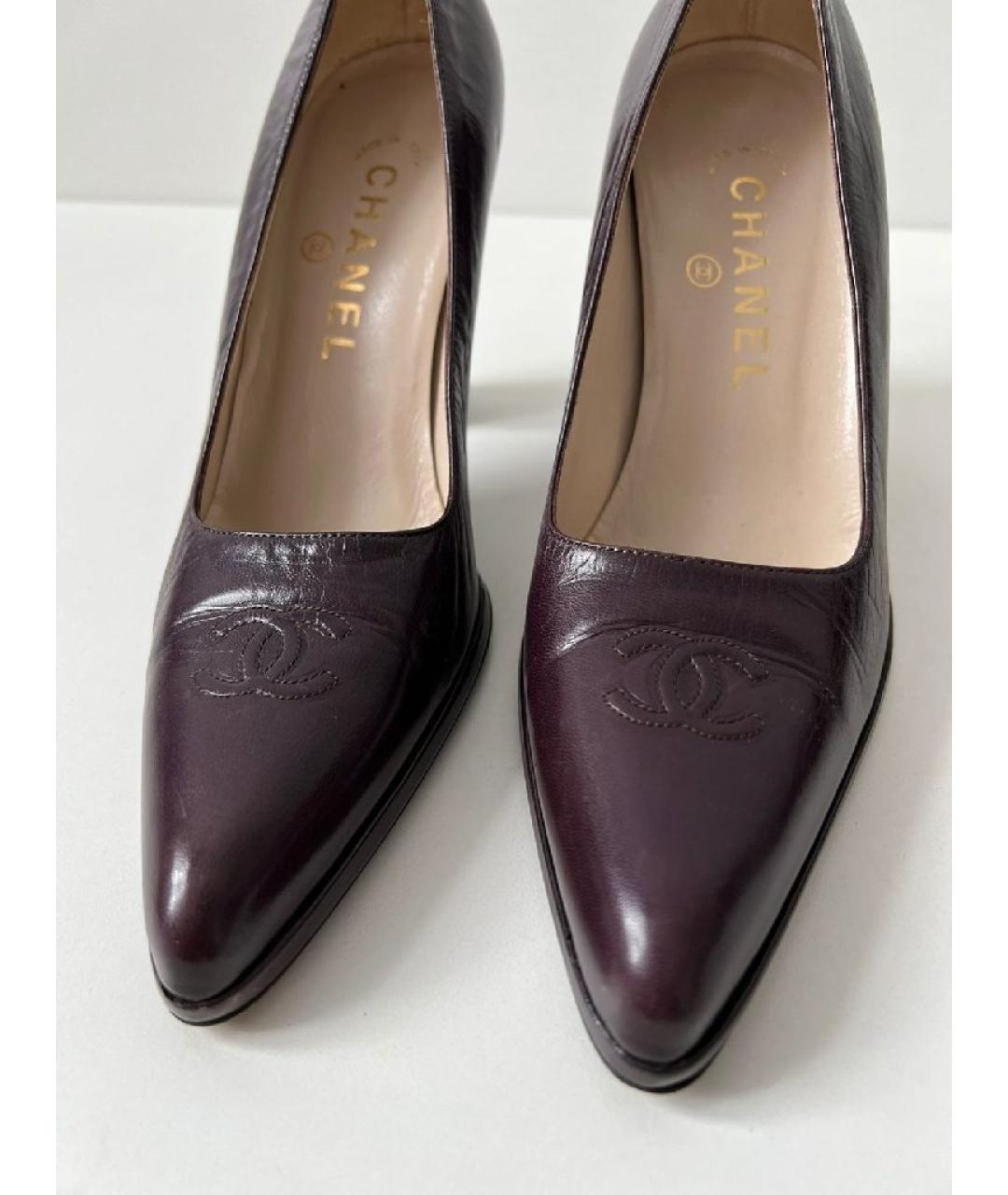 CHANEL Фиолетовые кожаные туфли, фото 4