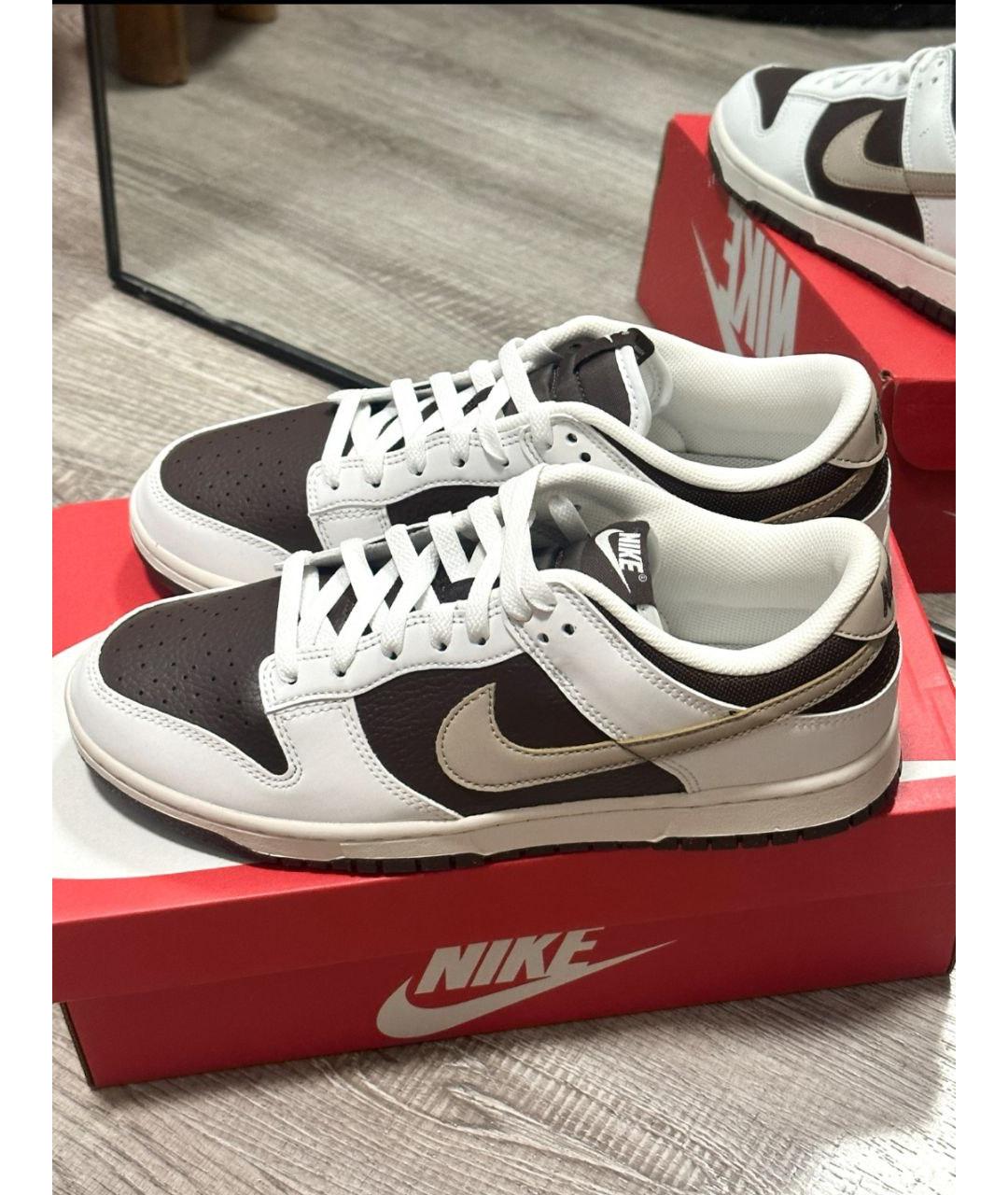 NIKE Коричневые кожаные низкие кроссовки / кеды, фото 5