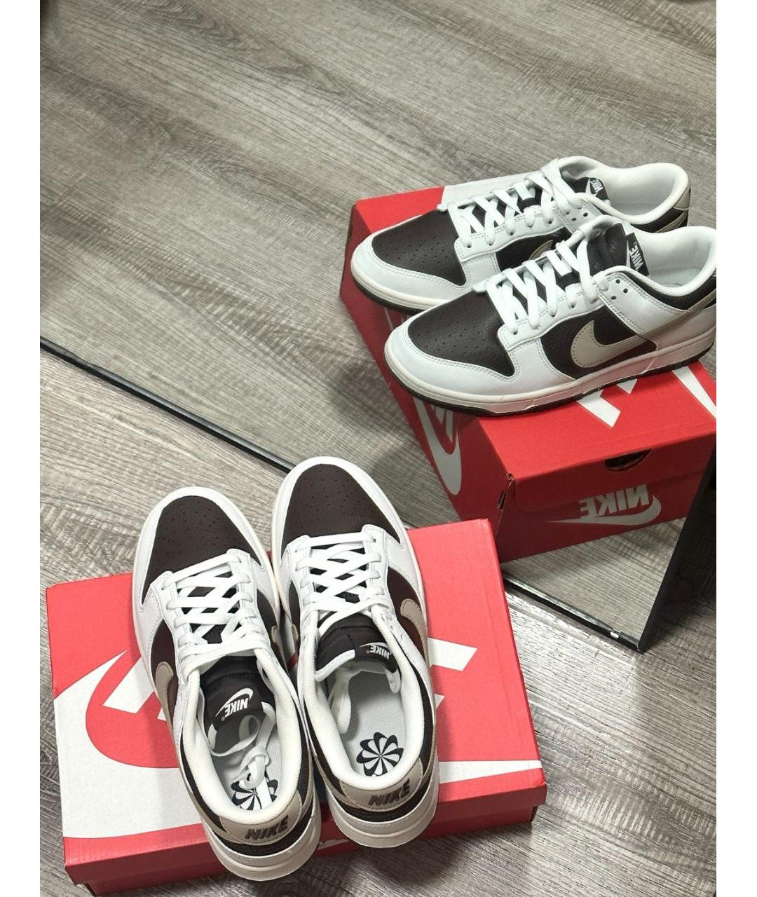 NIKE Коричневые кожаные низкие кроссовки / кеды, фото 4
