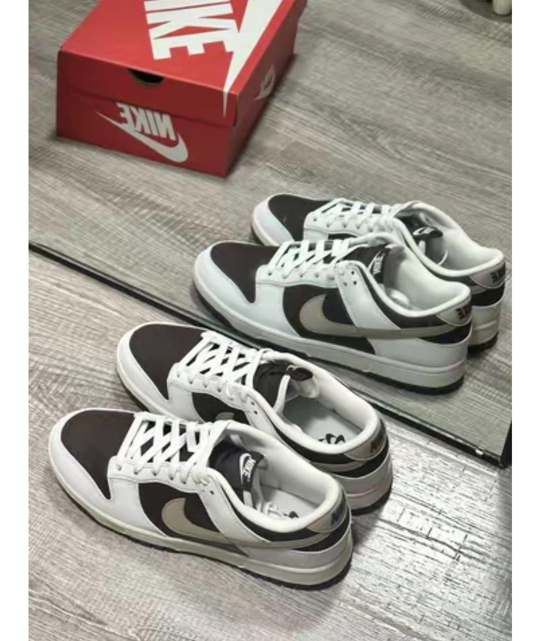 NIKE Коричневые кожаные низкие кроссовки / кеды, фото 2