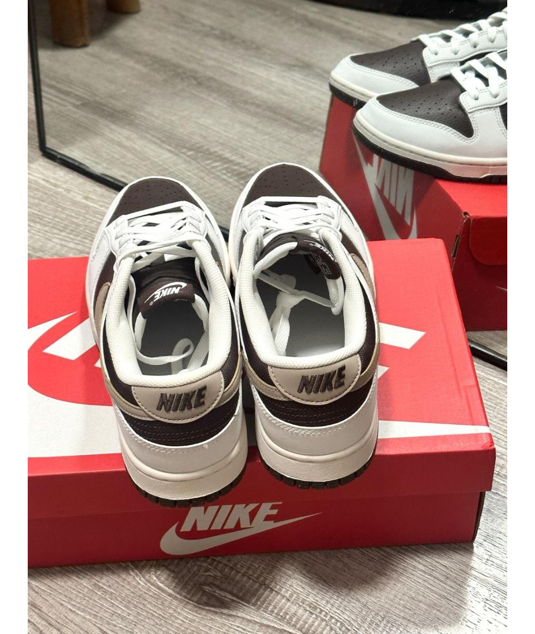 NIKE Коричневые кожаные низкие кроссовки / кеды, фото 6