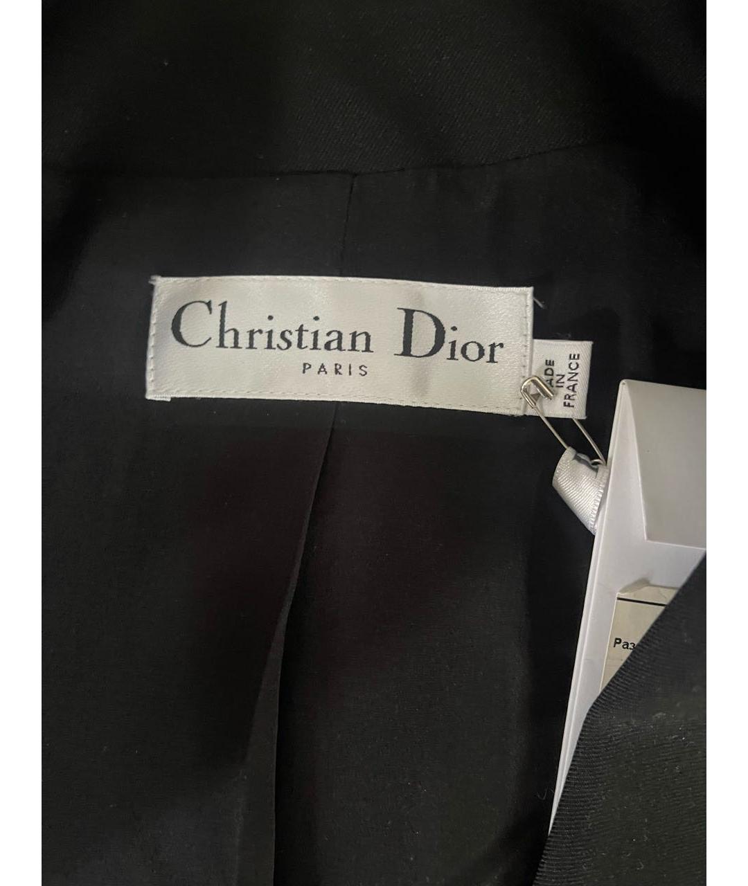 CHRISTIAN DIOR Черный шерстяной жакет/пиджак, фото 3