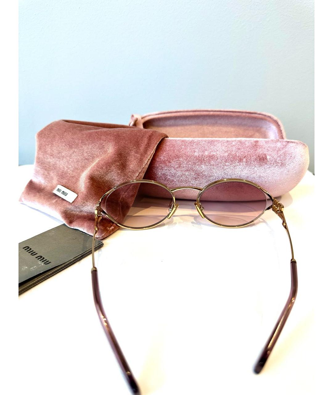 MIU MIU Розовые металлические солнцезащитные очки, фото 4