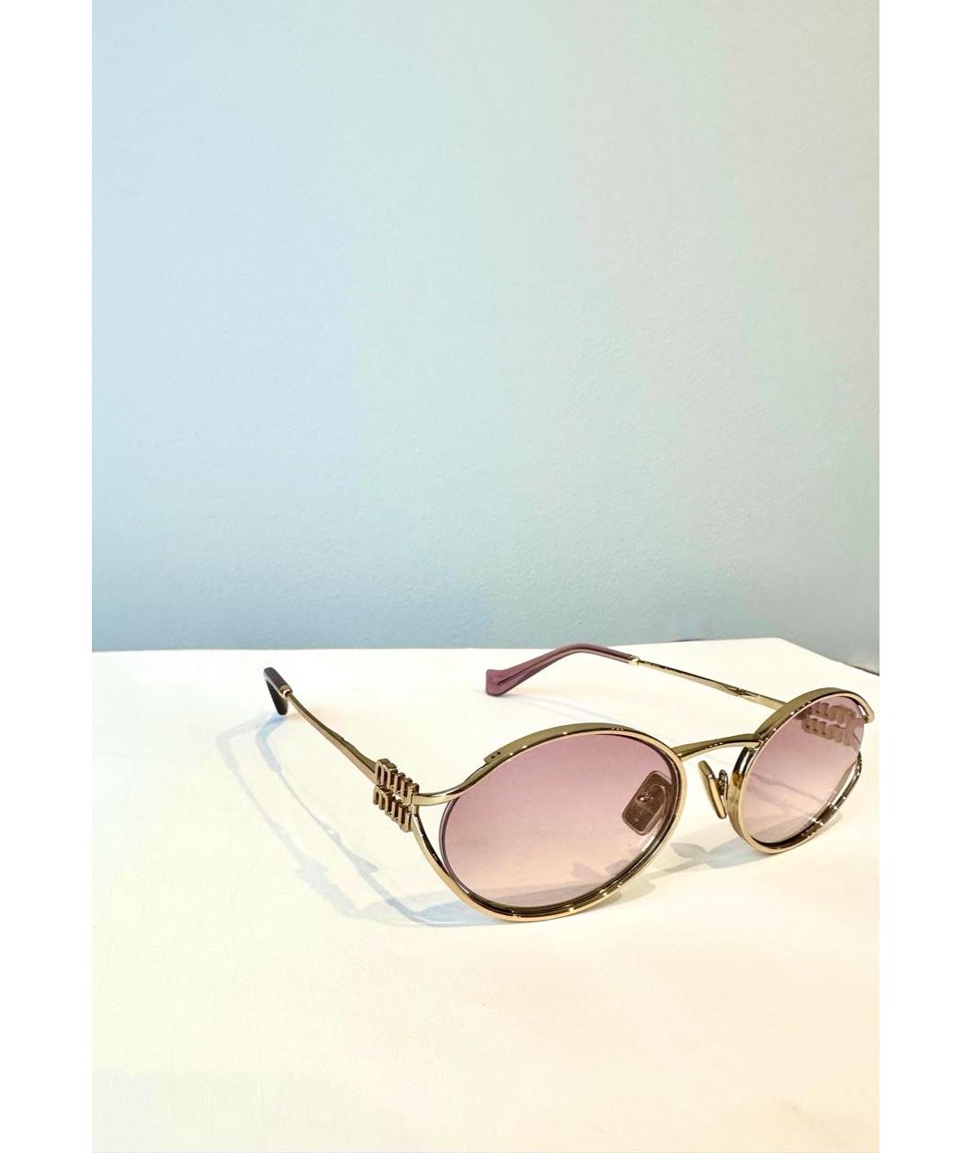 MIU MIU Розовые металлические солнцезащитные очки, фото 2
