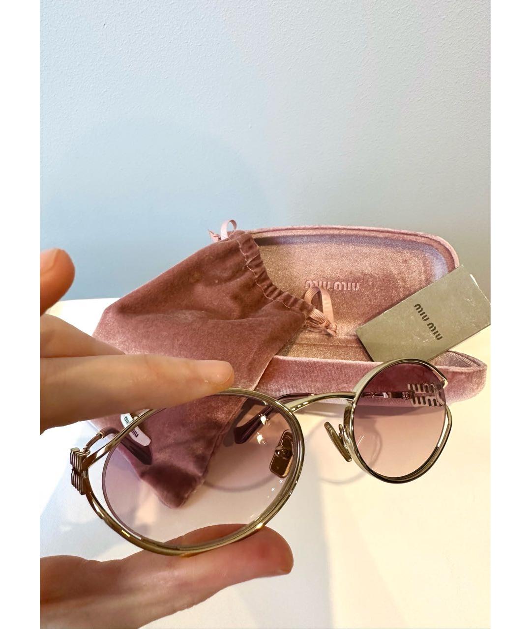 MIU MIU Розовые металлические солнцезащитные очки, фото 3