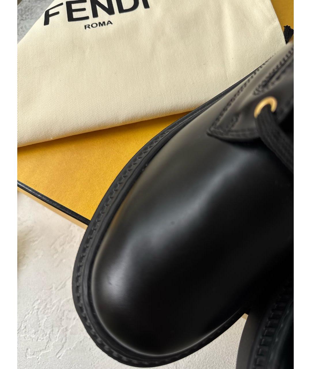 FENDI Черные кожаные ботинки, фото 8