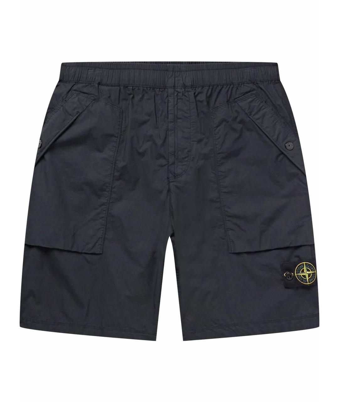STONE ISLAND Темно-синие хлопковые шорты, фото 1