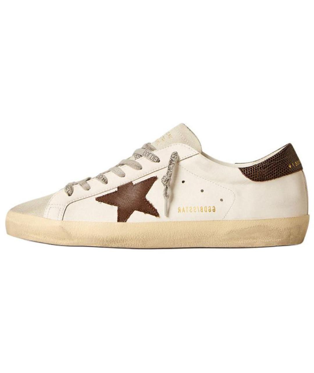 GOLDEN GOOSE DELUXE BRAND Бежевые кожаные низкие кроссовки / кеды, фото 2