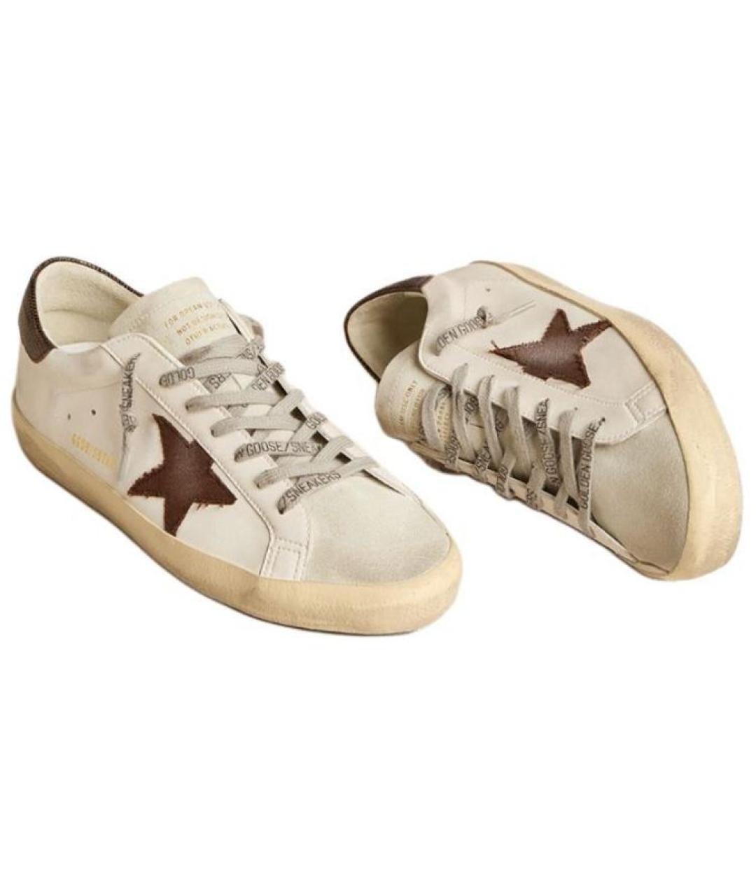 GOLDEN GOOSE DELUXE BRAND Бежевые кожаные низкие кроссовки / кеды, фото 3