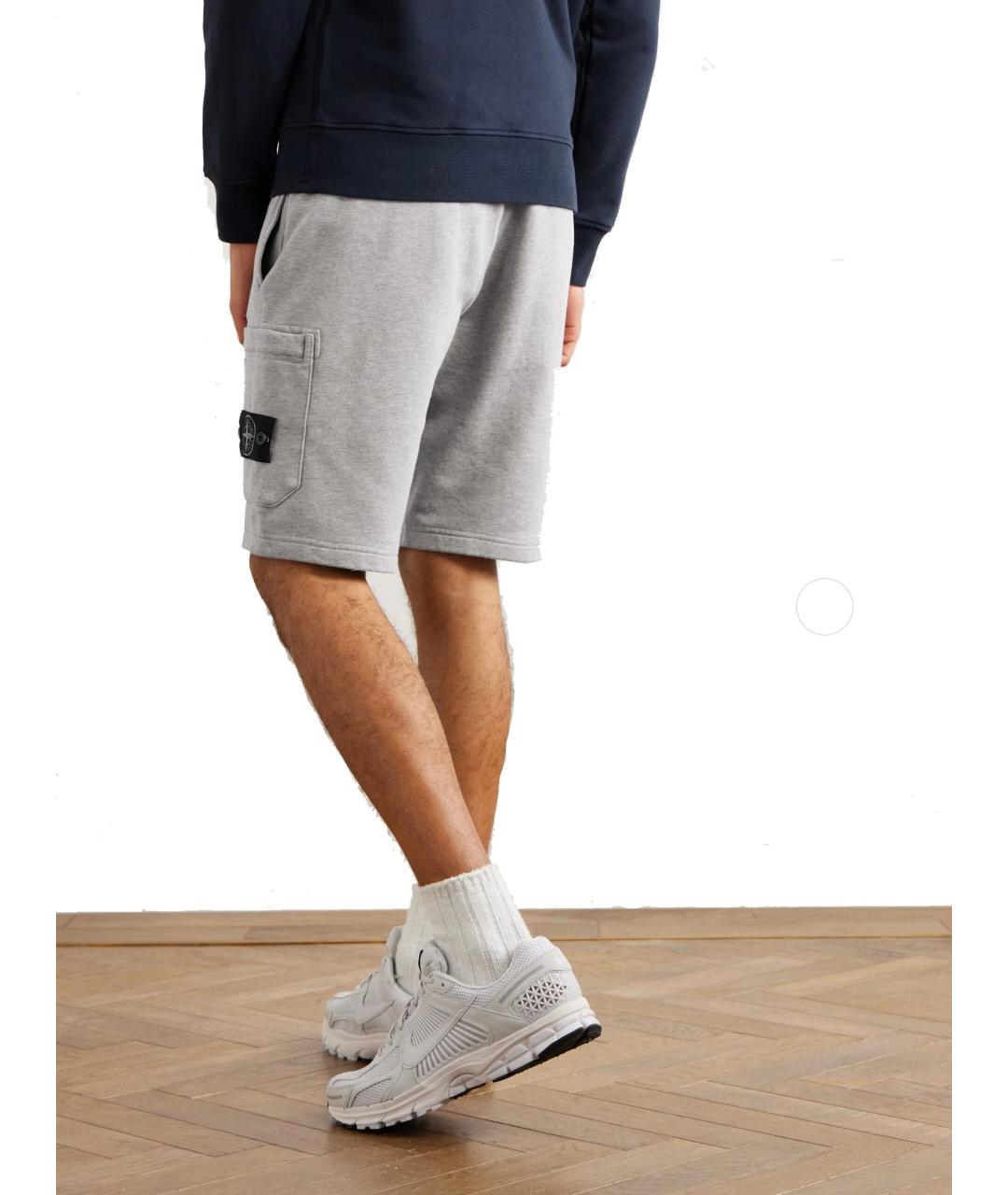 STONE ISLAND Серые хлопковые шорты, фото 2