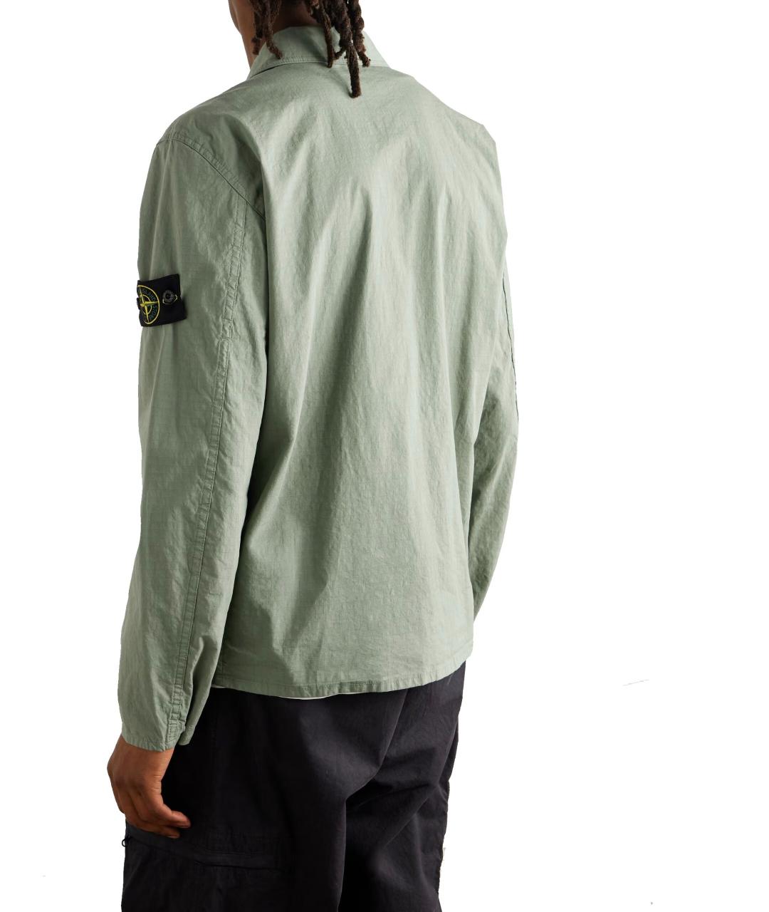 STONE ISLAND Зеленая хлопковая кэжуал рубашка, фото 2