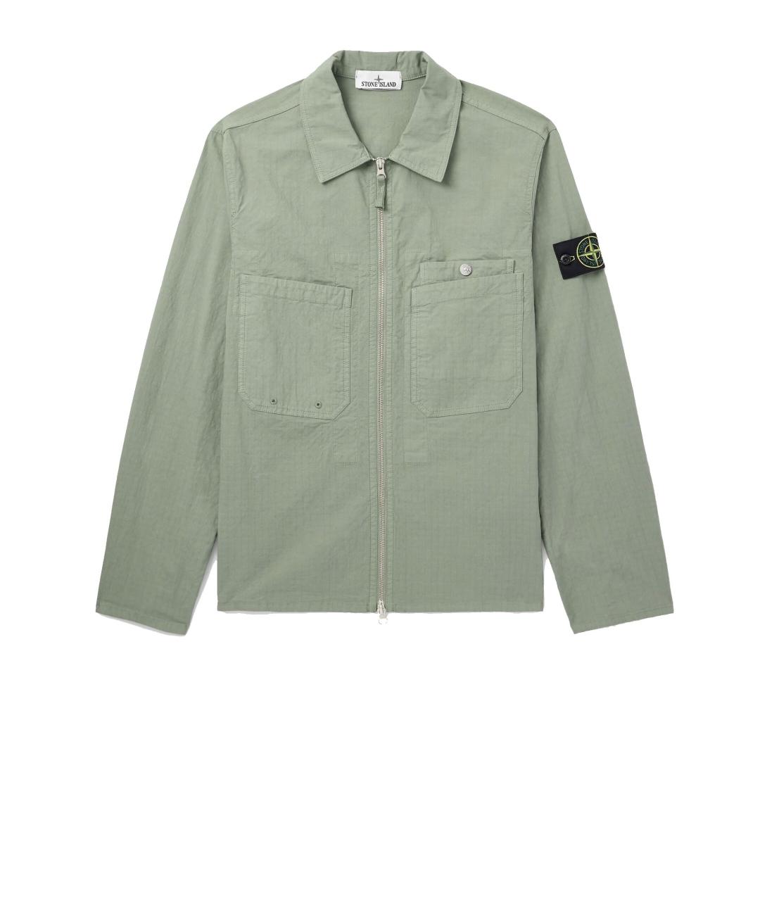 STONE ISLAND Зеленая хлопковая кэжуал рубашка, фото 3