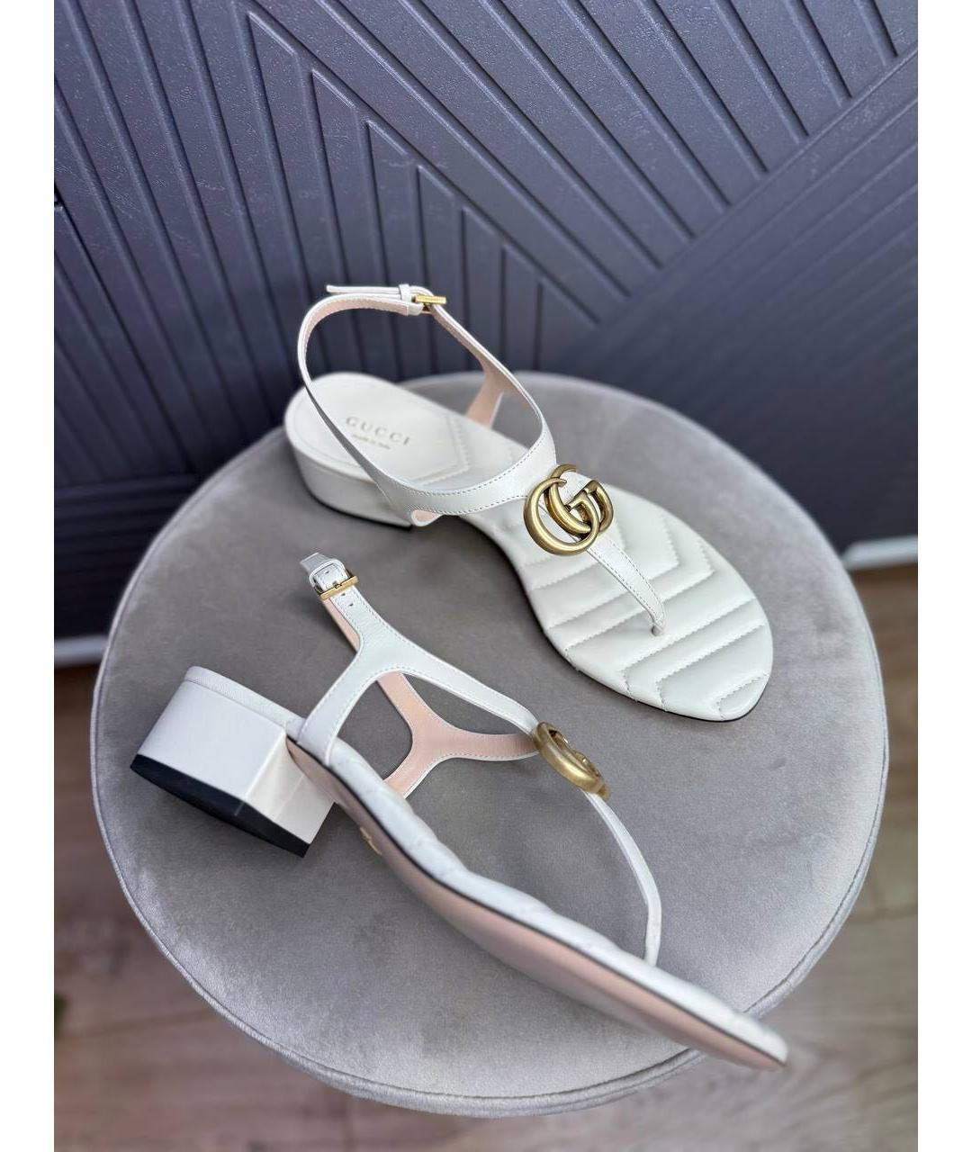 GUCCI Бежевые кожаные сандалии, фото 8