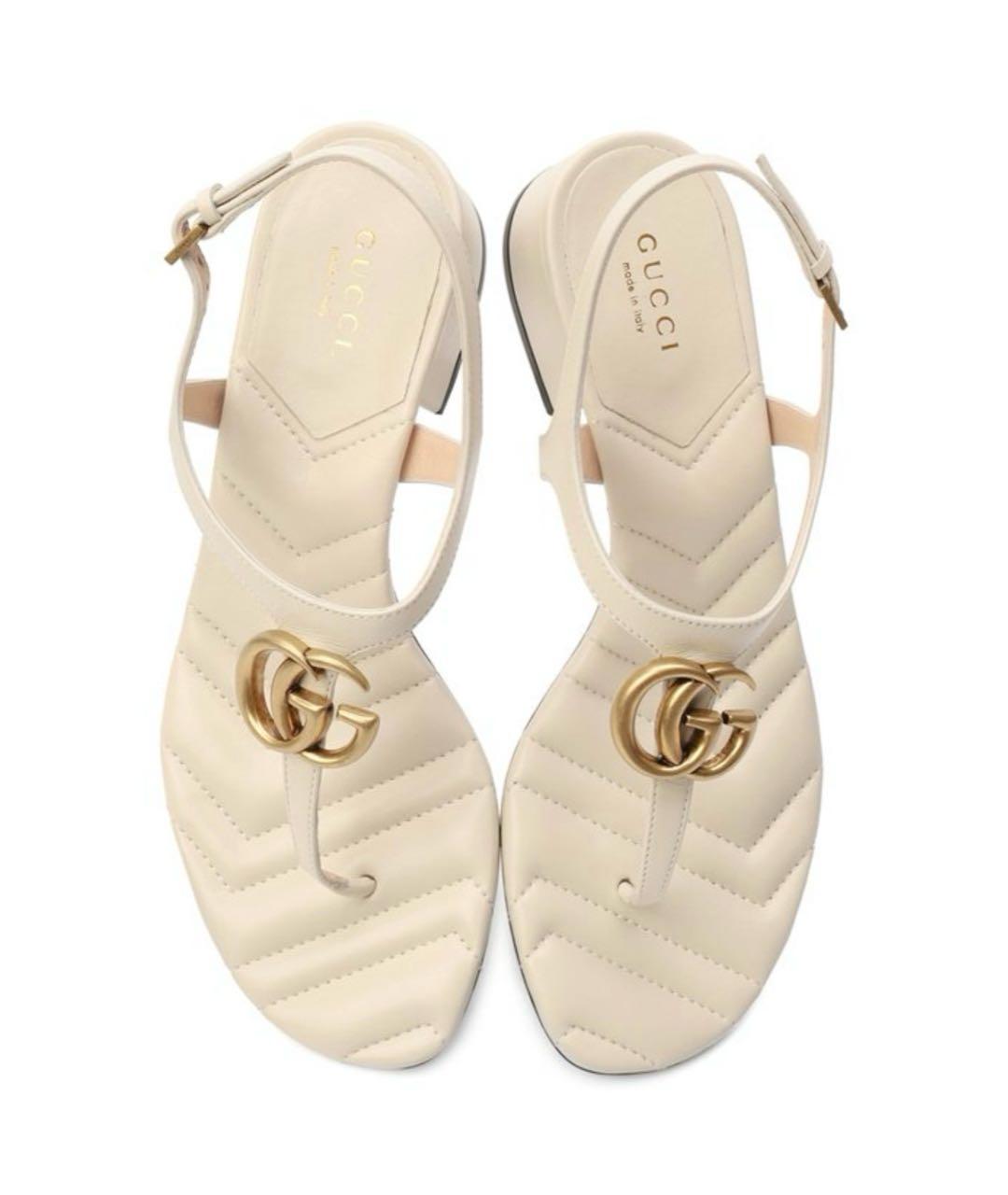 GUCCI Бежевые кожаные сандалии, фото 3