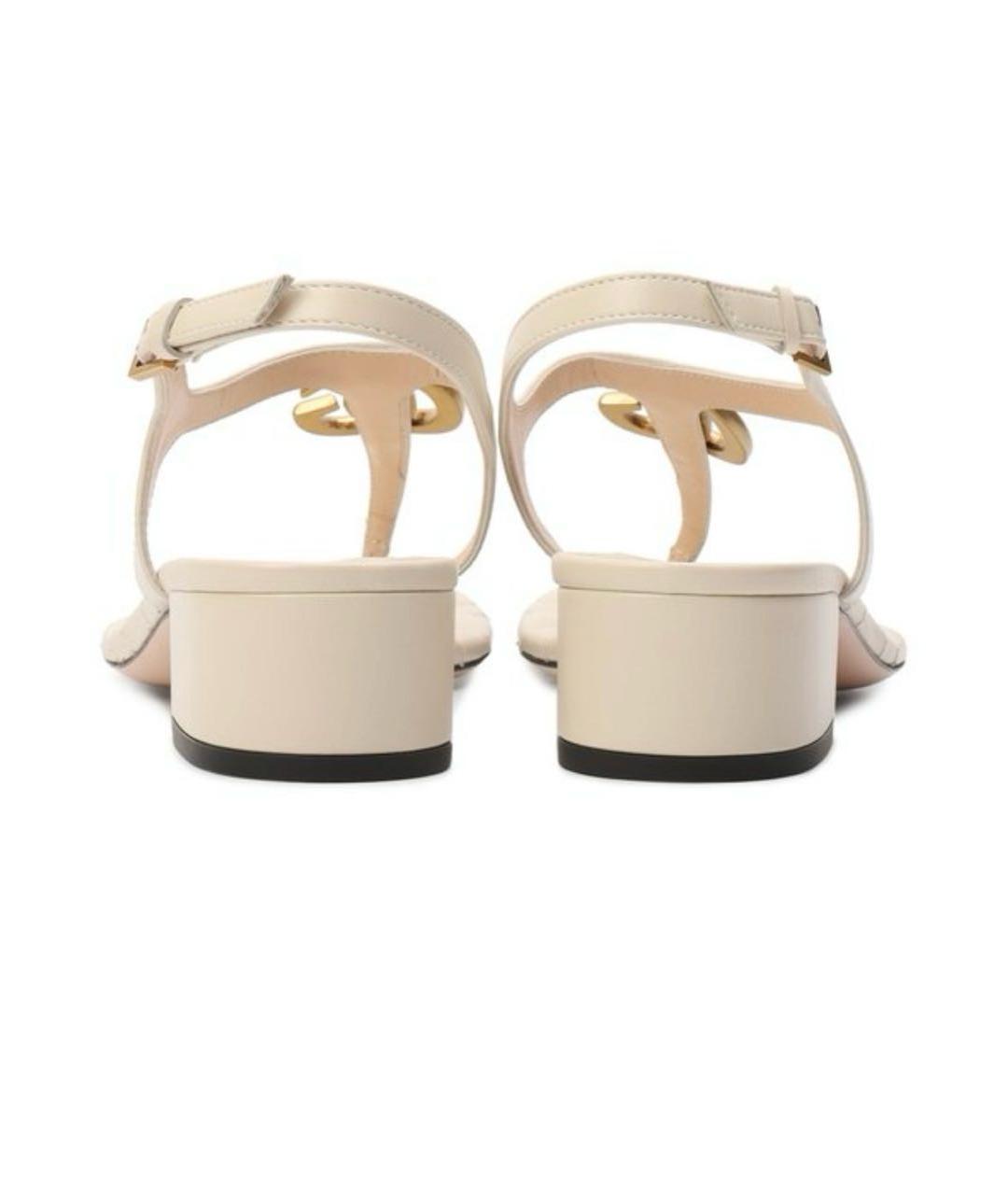 GUCCI Бежевые кожаные сандалии, фото 4