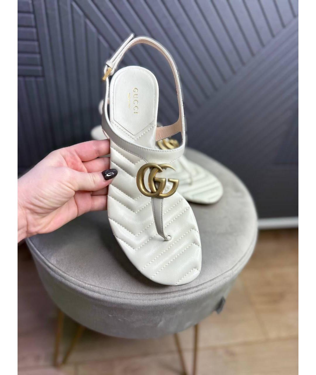 GUCCI Бежевые кожаные сандалии, фото 7