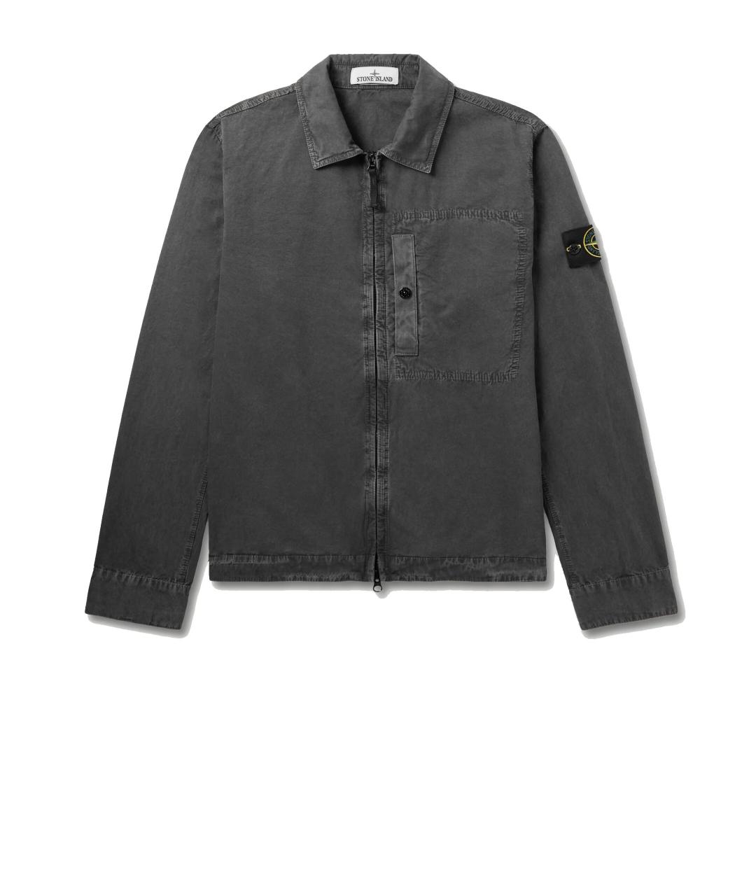 STONE ISLAND Серая хлопковая кэжуал рубашка, фото 3