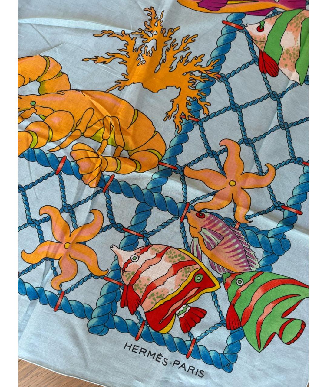 HERMES Голубое хлопковое парео, фото 3
