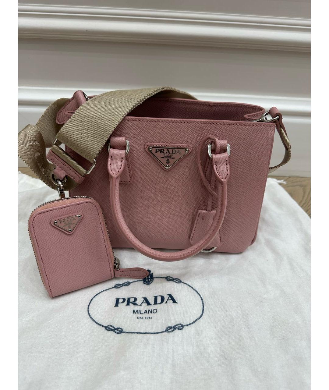PRADA Розовая кожаная сумка с короткими ручками, фото 8