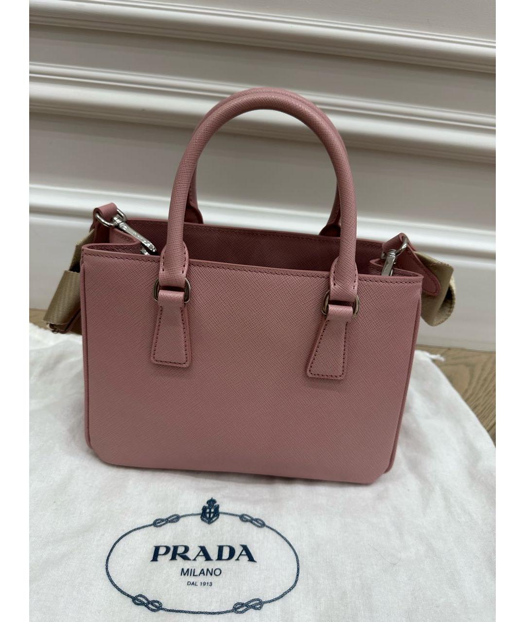 PRADA Розовая кожаная сумка с короткими ручками, фото 2