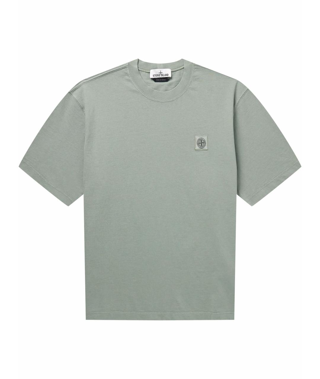 STONE ISLAND Зеленая хлопковая футболка, фото 1