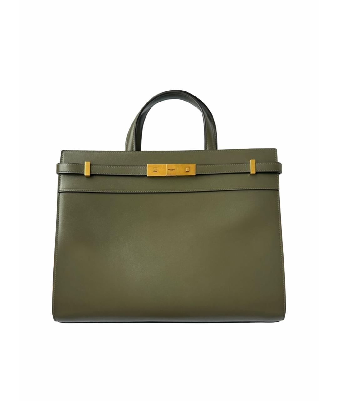 SAINT LAURENT Зеленая кожаная сумка с короткими ручками, фото 1