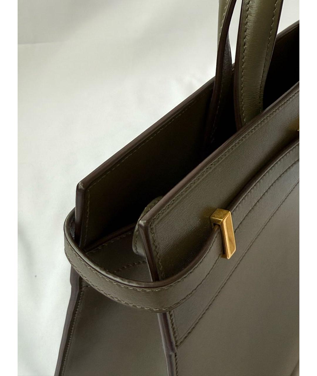 SAINT LAURENT Зеленая кожаная сумка с короткими ручками, фото 3