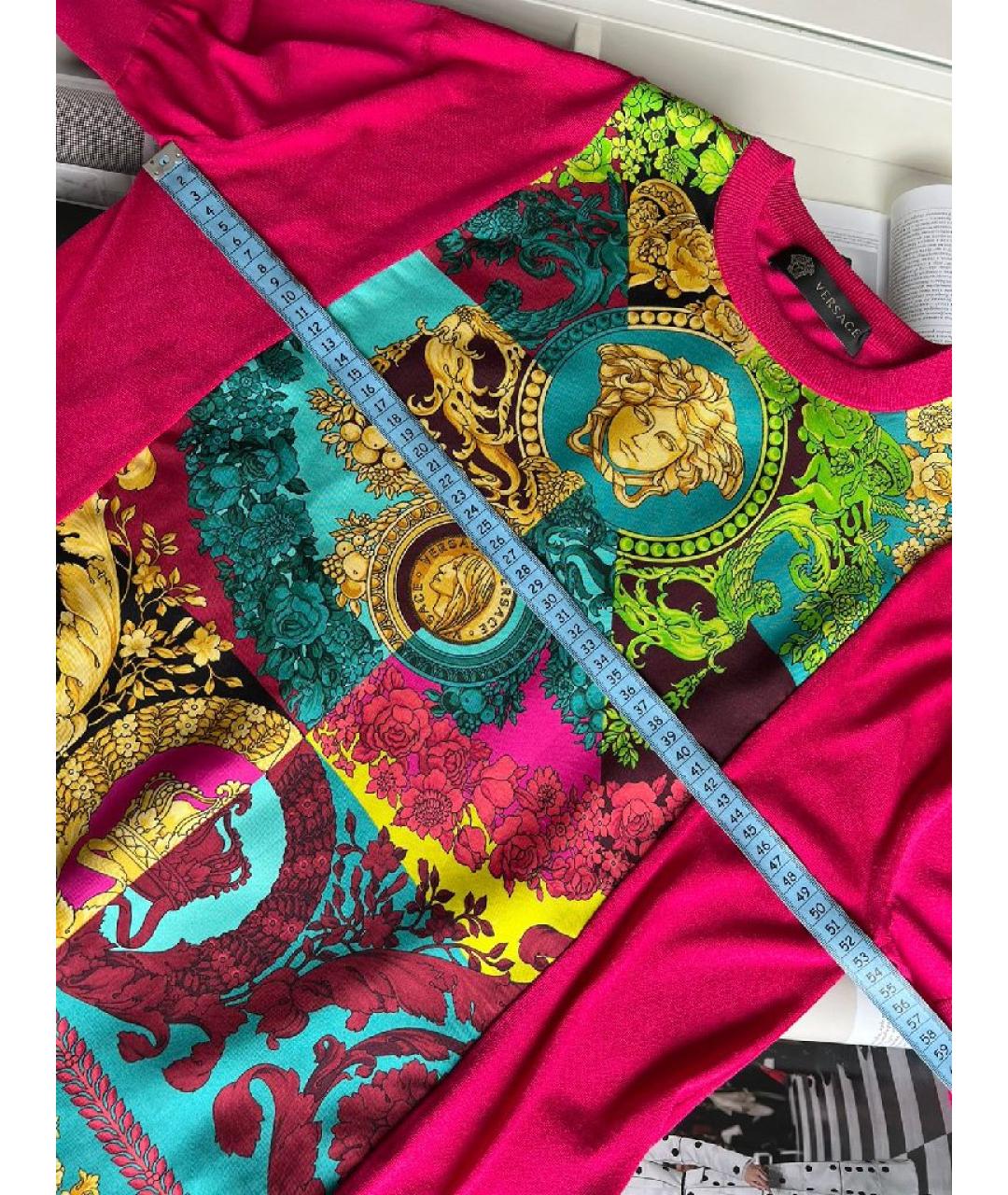 VERSACE Мульти шелковая футболка, фото 5