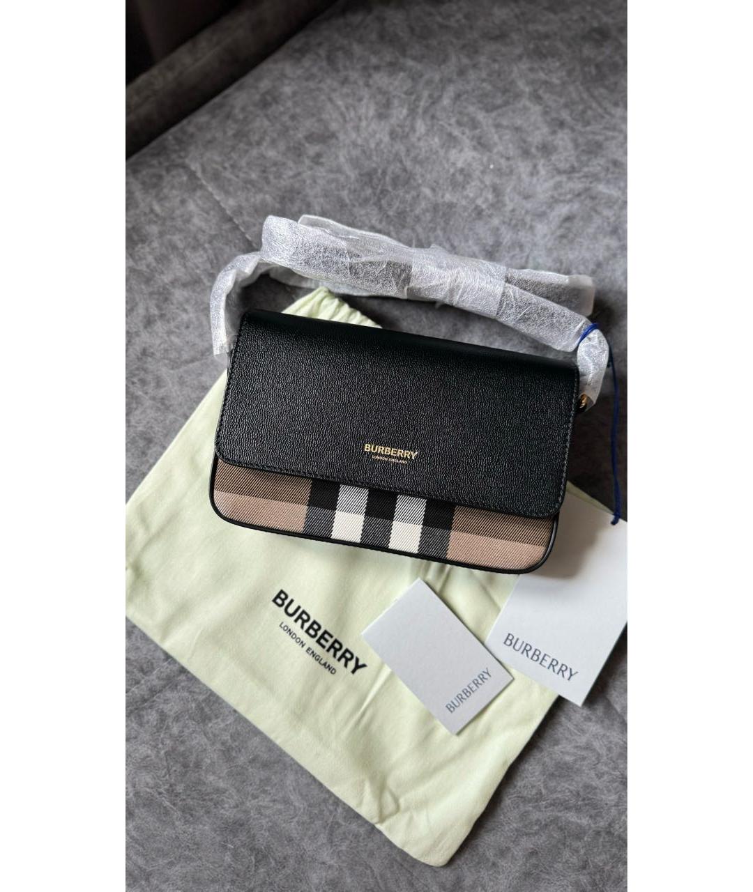BURBERRY Черная кожаная сумка через плечо, фото 7
