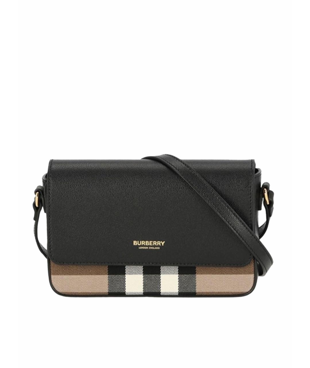 BURBERRY Черная кожаная сумка через плечо, фото 1