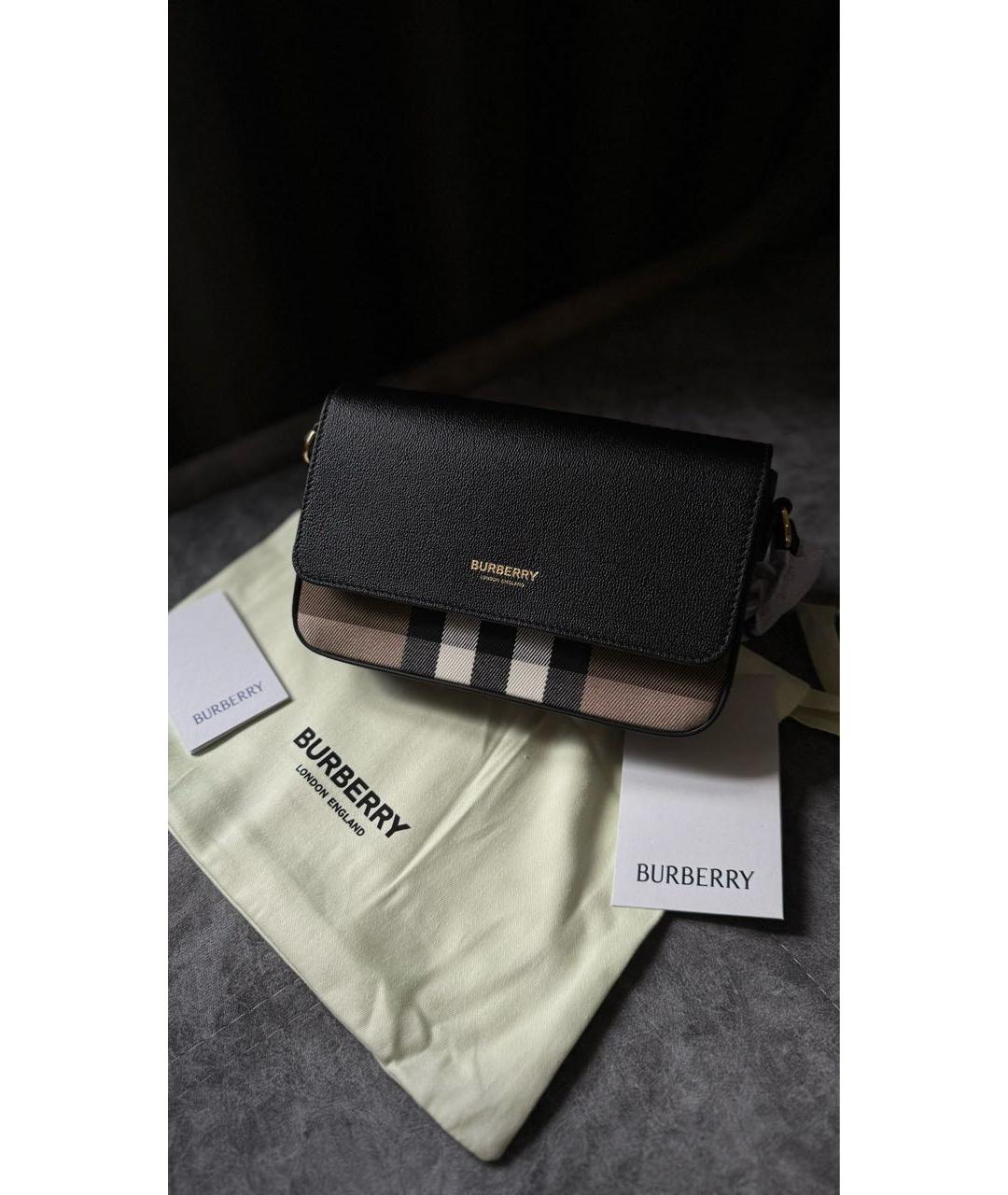 BURBERRY Черная кожаная сумка через плечо, фото 2
