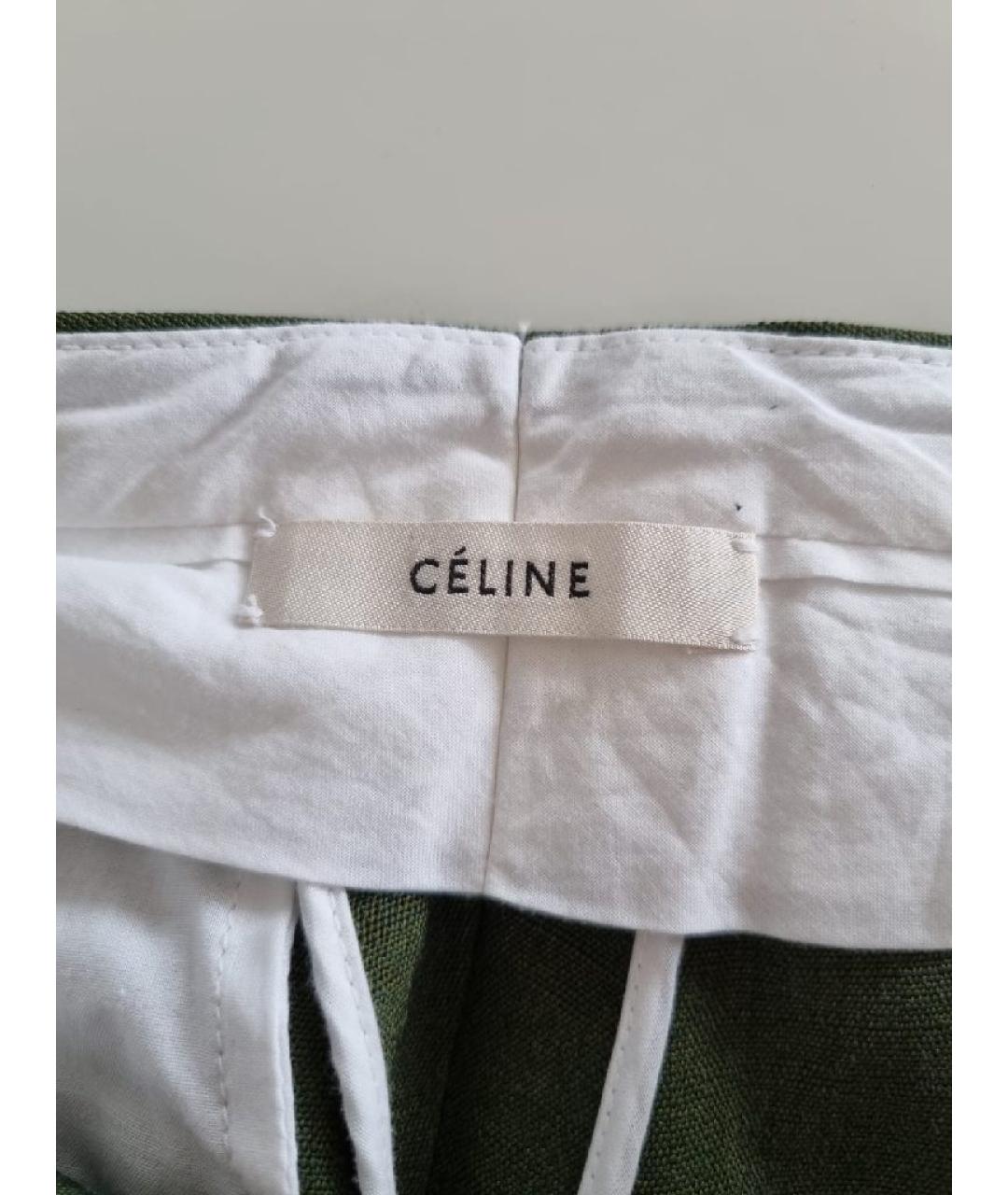 CELINE Хаки хлопковые брюки широкие, фото 5