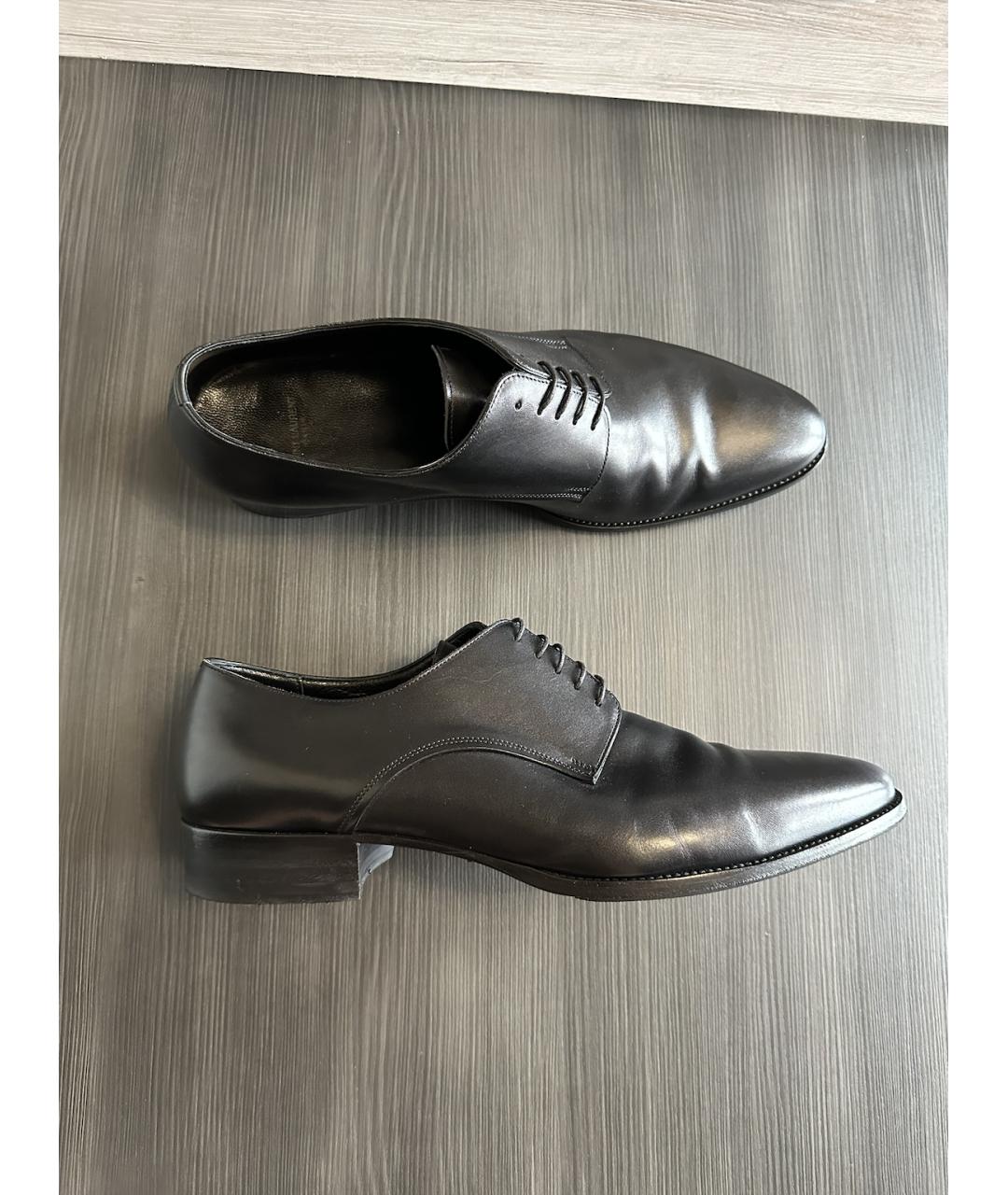 SAINT LAURENT Черные кожаные туфли, фото 2