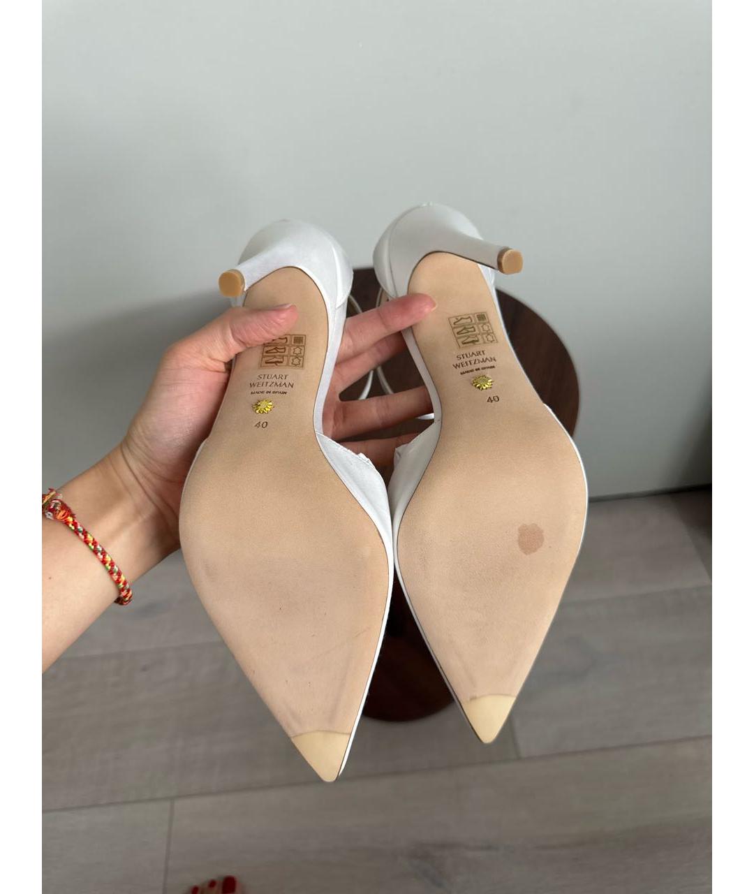 STUART WEITZMAN Белые текстильные туфли, фото 5