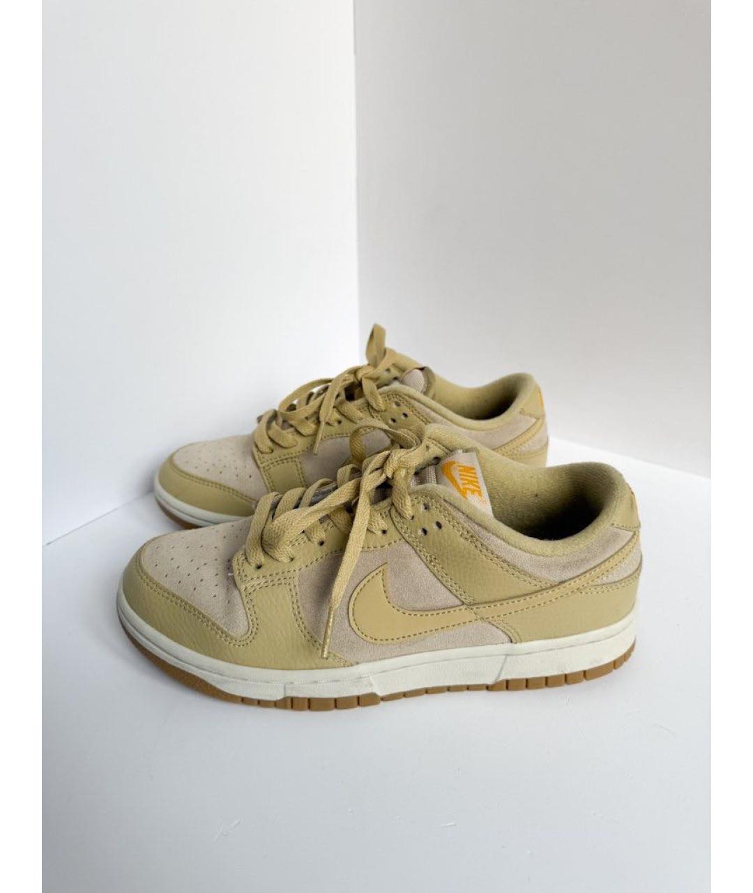 NIKE Бежевые кожаные кеды, фото 5