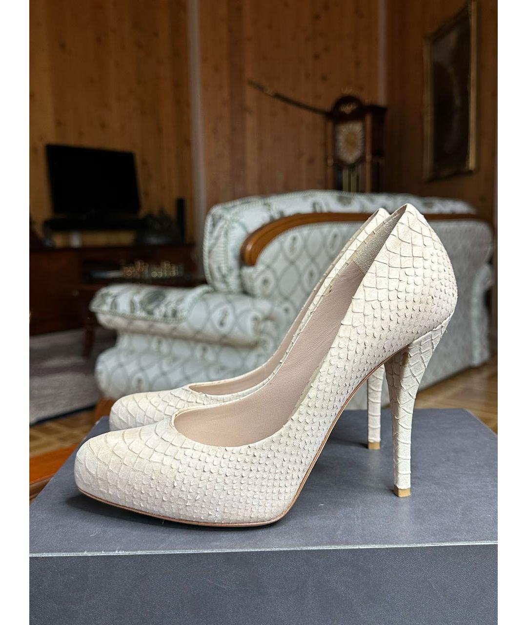 CHRISTIAN DIOR Бежевые кожаные туфли, фото 5