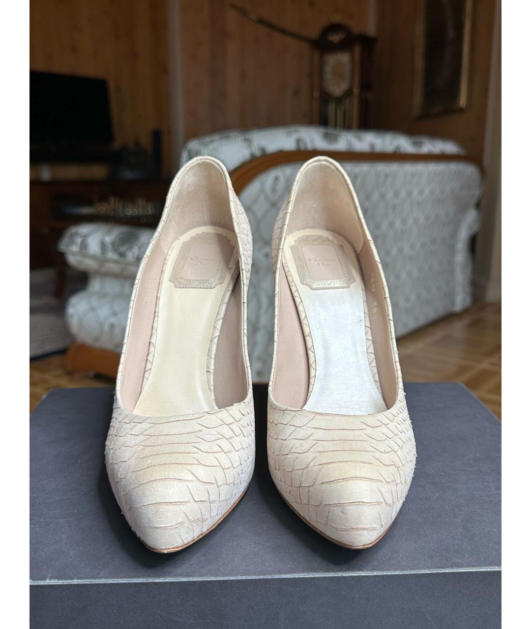 CHRISTIAN DIOR Бежевые кожаные туфли, фото 2