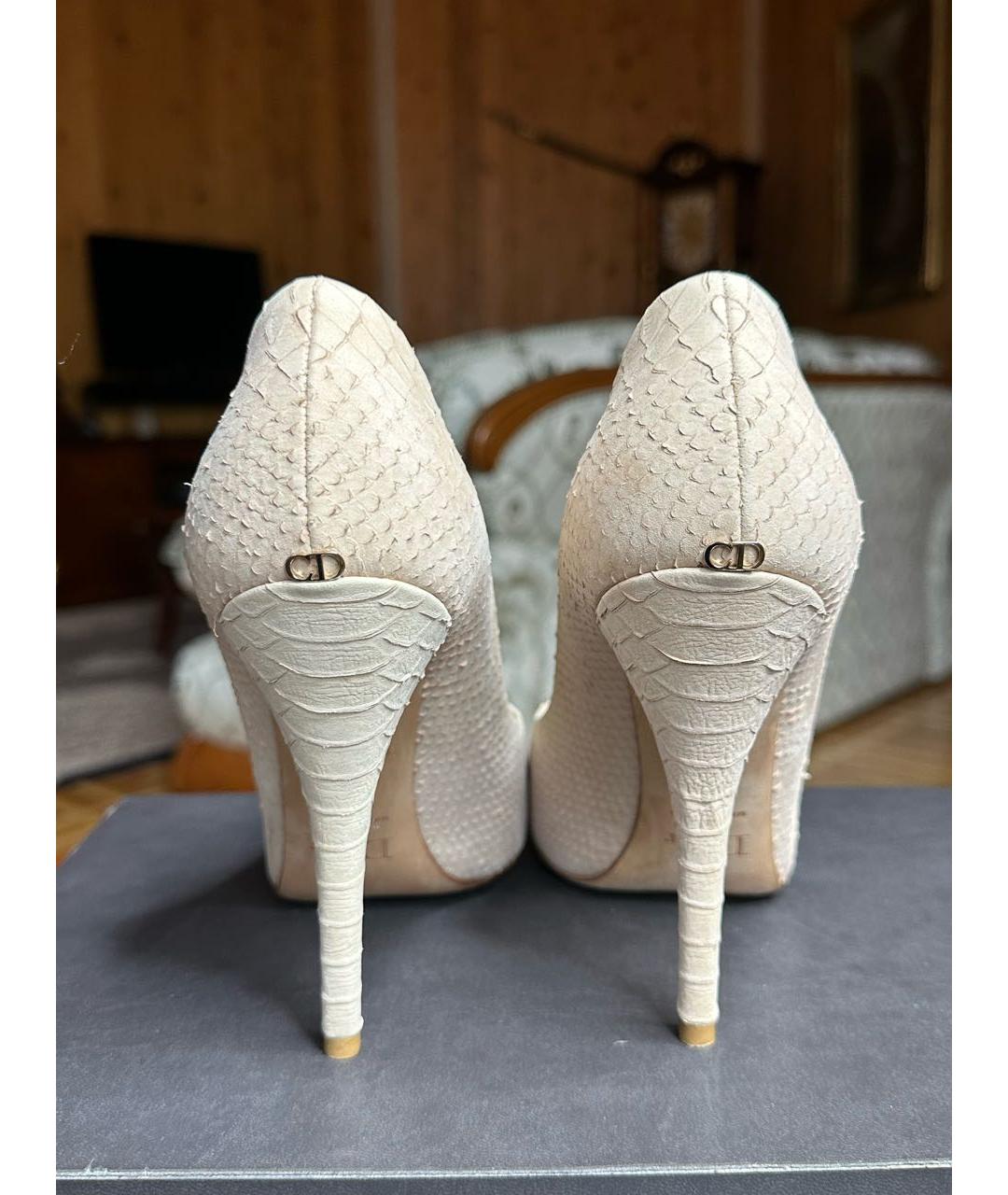 CHRISTIAN DIOR Бежевые кожаные туфли, фото 4