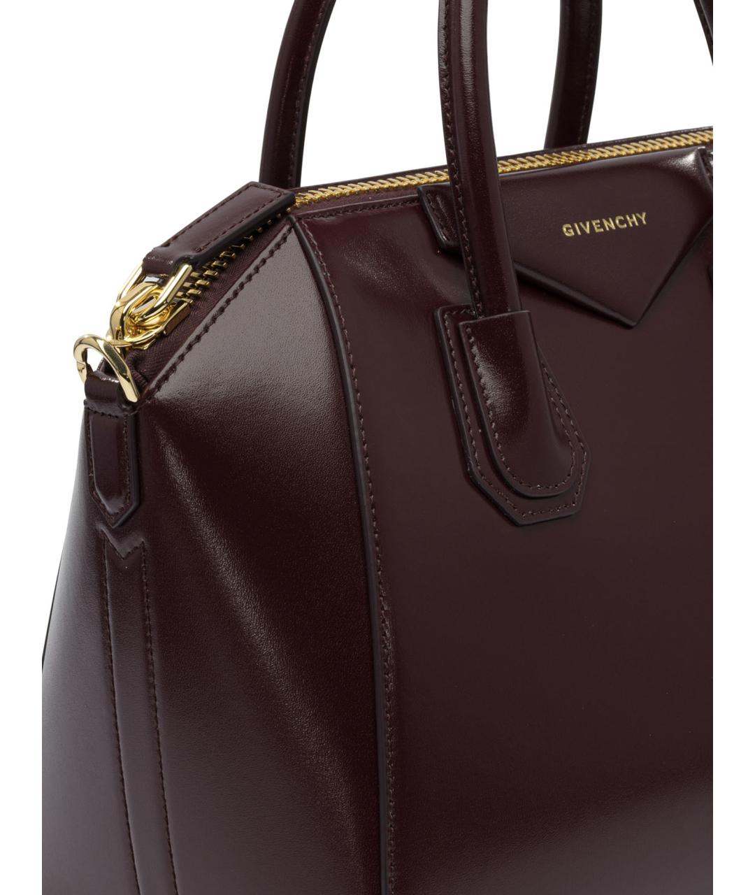 GIVENCHY Бордовая кожаная сумка с короткими ручками, фото 4