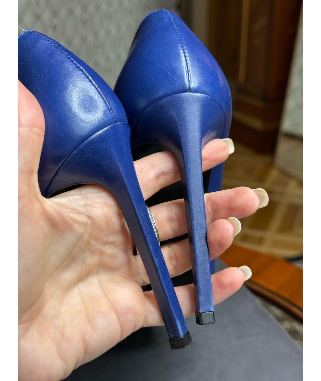 SAINT LAURENT Синие кожаные туфли, фото 4