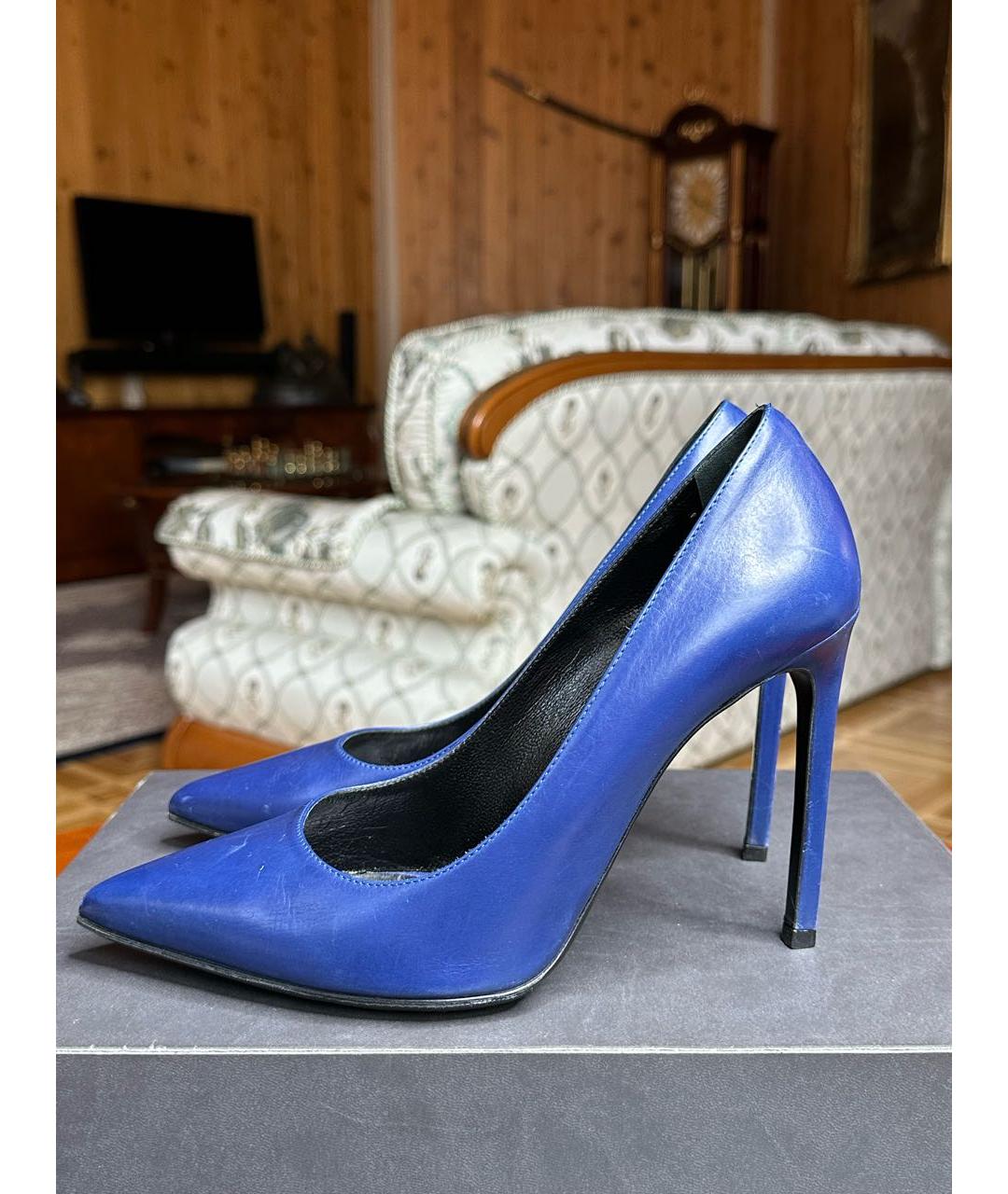 SAINT LAURENT Синие кожаные туфли, фото 9