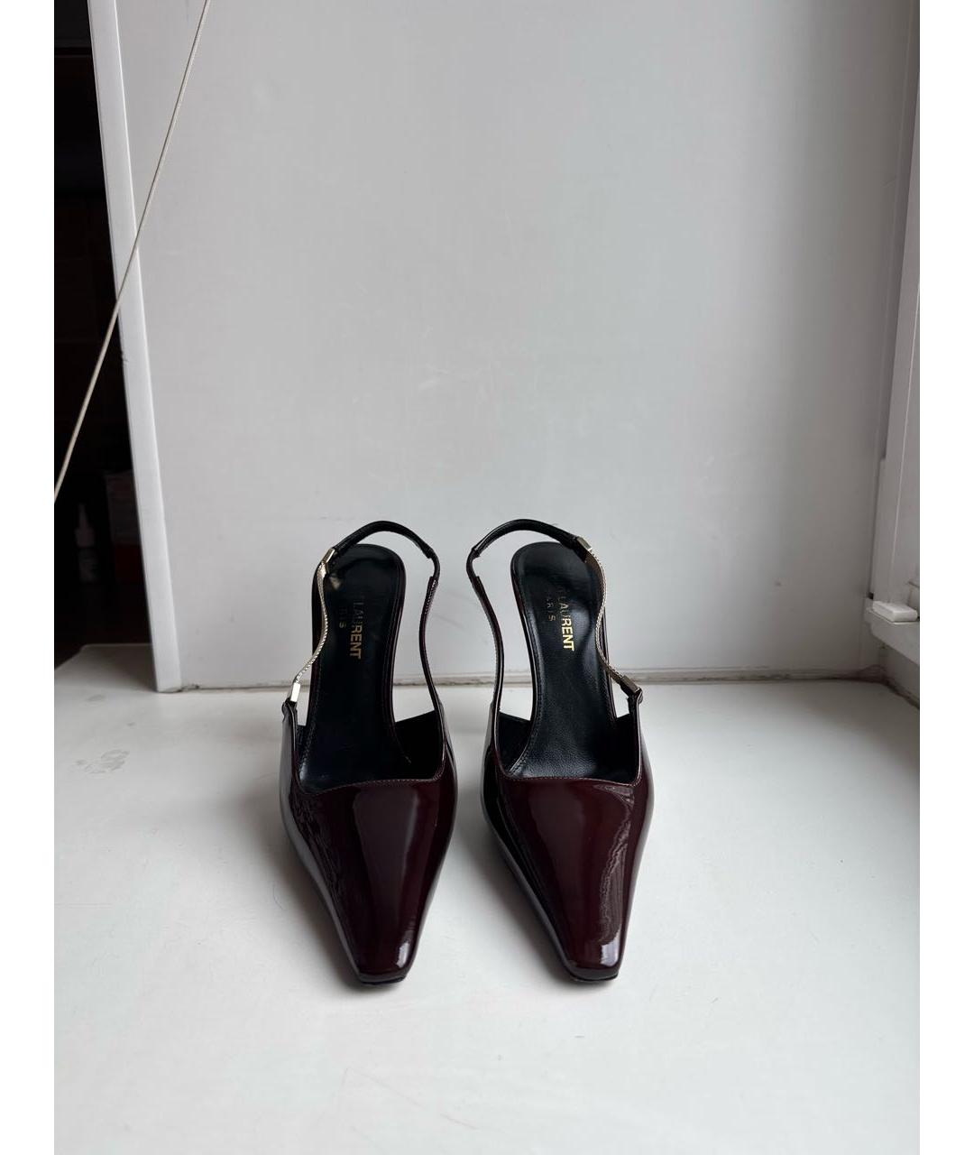 SAINT LAURENT Бордовые туфли из лакированной кожи, фото 2